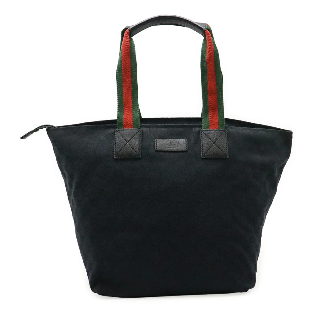Gucci GG Canvas Sherry Tote Bag Shoulder Leather Navy Blue Red Green